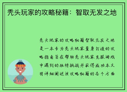 秃头玩家的攻略秘籍：智取无发之地